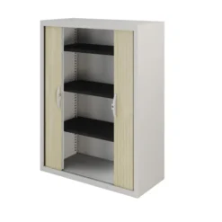 Armoire métallique Epure - h. 133 x l. 100 cm - 3 tablettes - fermeture rideaux