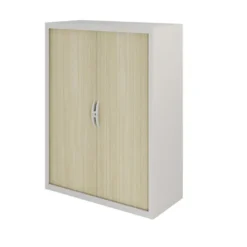 Armoire métallique Epure - h. 133 x l. 100 cm - 3 tablettes - fermeture rideaux