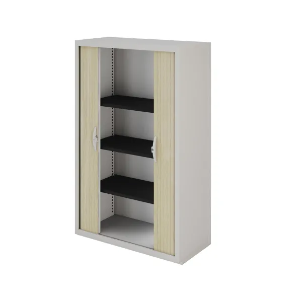 Armoire métallique Epure - h. 160 x l. 100 cm - 3 tablettes - fermeture rideaux