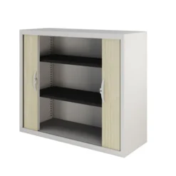 Armoire métallique Epure - h. 103 x l. 120 cm - 2 tablettes - fermeture rideaux