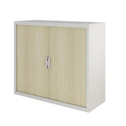 Armoire métallique Epure - h. 103 x l. 120 cm - 2 tablettes - fermeture rideaux