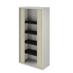 Armoire métallique Epure - h. 198 x l. 100 cm - 4 tablettes - fermeture rideaux