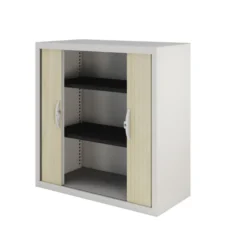Armoire métallique Epure - h. 103 x l. 100 cm - 2 tablettes - fermeture rideaux