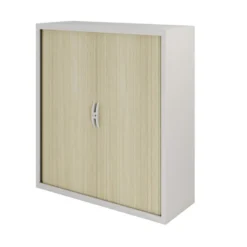 Armoire métallique Epure - h. 133 x l. 120 cm - 3 tablettes - fermeture rideaux