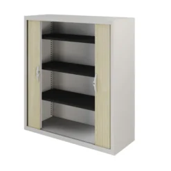 Armoire métallique Epure - h. 133 x l. 120 cm - 3 tablettes - fermeture rideaux
