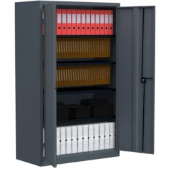 Armoire métallique Etic B - h. 198 x l. 120 x pr. 60 cm - 4 tablettes - portes battantes - délai court
