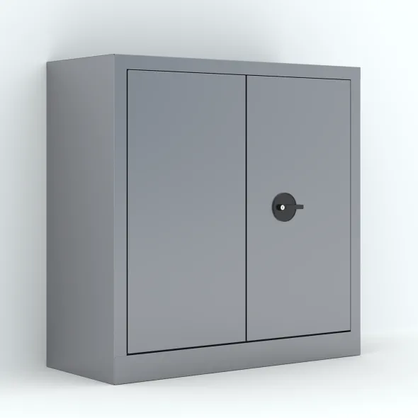 Armoire métallique Etic B - h. 100 x l. 100 x pr. 43 cm - 2 tablettes - portes battantes