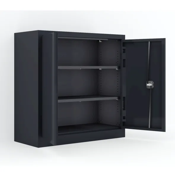 Armoire métallique Etic B - h. 100 x l. 100 x pr. 43 cm - 2 tablettes - portes battantes