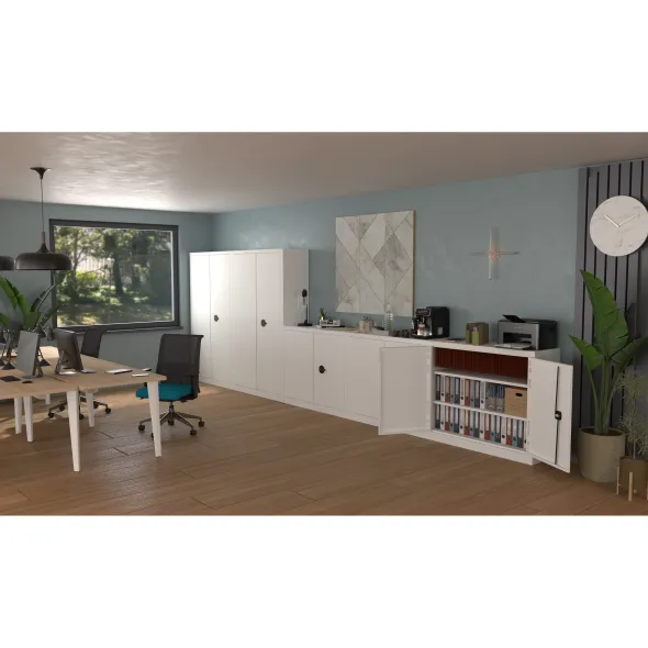Armoire métallique Etic B - h. 100 x l. 120 x pr. 43 cm - 2 tablettes - portes battantes