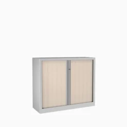 Armoire métallique Etic - h. 100 x l. 120 cm - 2 tablettes - décor bois - fermeture rideaux - délai court