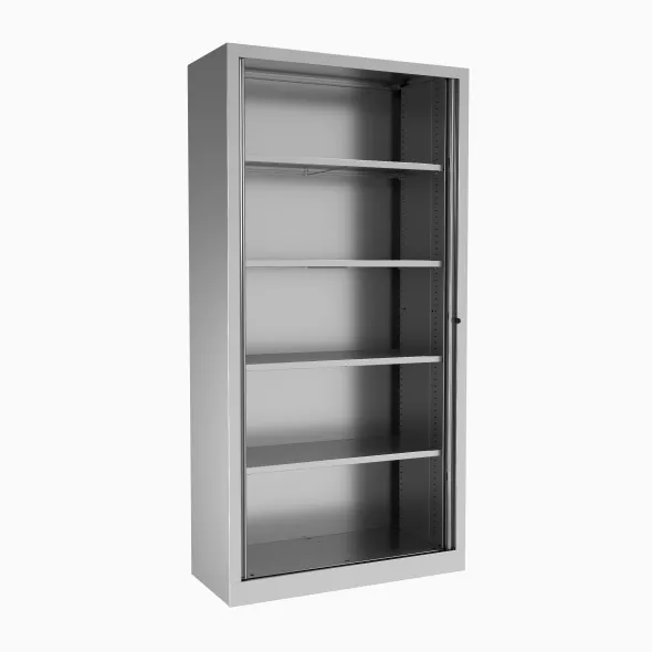 Armoire métallique Etic - h. 198 x l. 100 cm - 4 tablettes - unicolore - fermeture rideaux