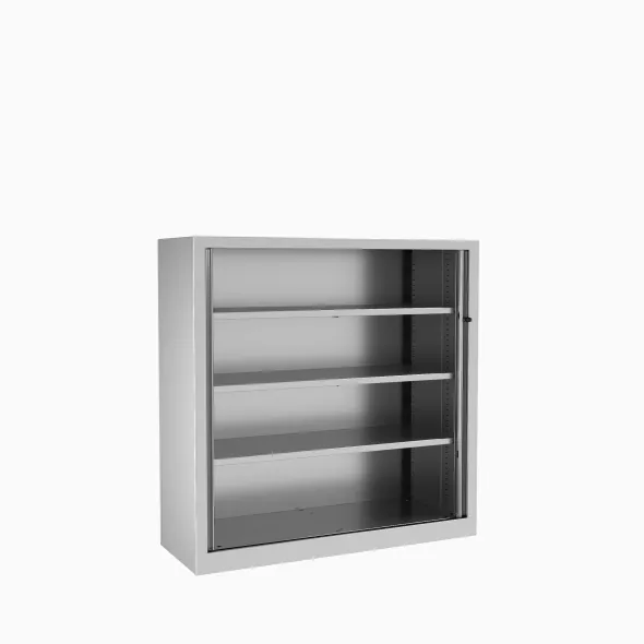 Armoire métallique Etic - h. 120 x l. 120 cm - 2 tablettes - unicolore - fermeture rideaux