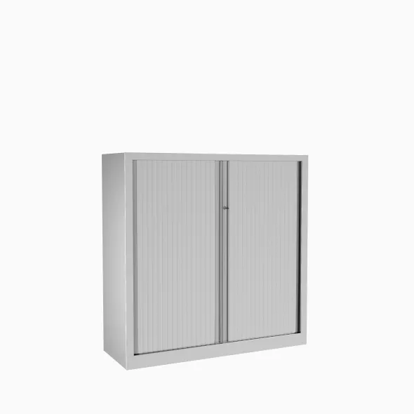Armoire métallique Etic - h. 120 x l. 120 cm - 2 tablettes - unicolore - fermeture rideaux
