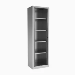 Armoire métallique Etic - h. 198 x l. 60 cm - 4 tablettes - unicolore - fermeture rideaux
