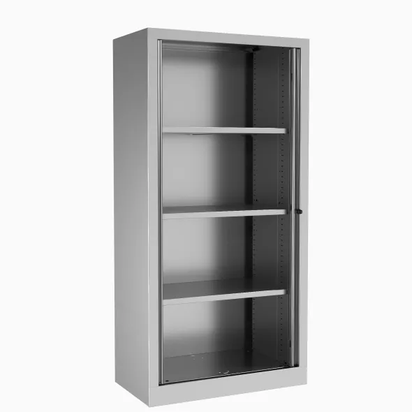 Armoire métallique Etic - h. 161 x l. 80 cm - 3 tablettes - unicolore - fermeture rideaux