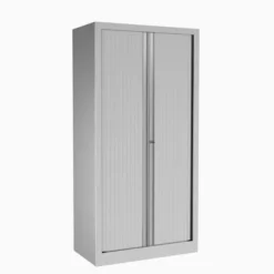 Armoire métallique Etic - h. 161 x l. 80 cm - 3 tablettes - unicolore - fermeture rideaux