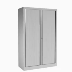Armoire métallique Etic - h. 161 x l.100 cm - 3 tablettes - unicolore - fermeture rideaux