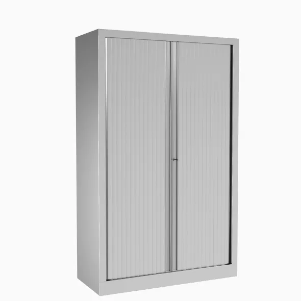 Armoire métallique Etic - h. 161 x l.100 cm - 3 tablettes - unicolore - fermeture rideaux