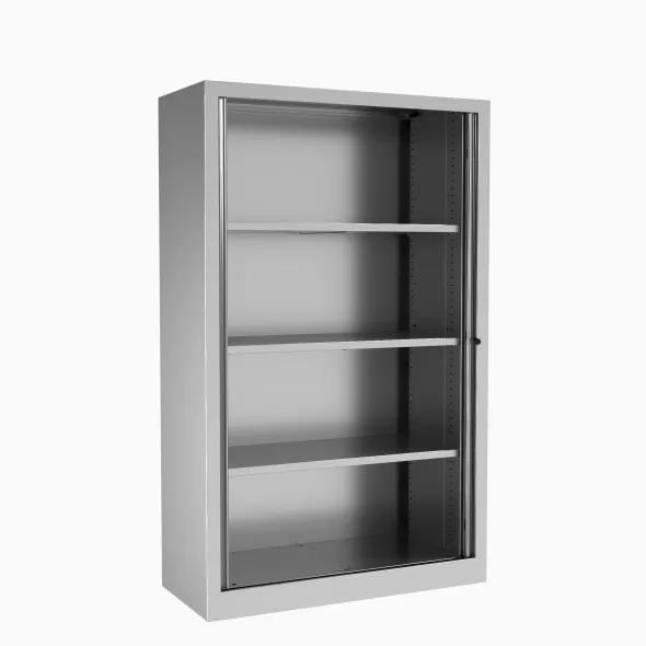 Armoire métallique Etic - h. 161 x l.100 cm - 3 tablettes - unicolore - fermeture rideaux