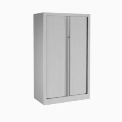 Armoire métallique Etic - h. 136 x l. 80 cm - 3 tablettes - unicolore - fermeture rideaux