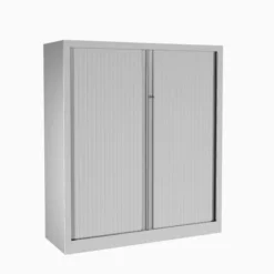 Armoire métallique Etic - h. 136 x l. 120 cm - 3 tablettes - unicolore - fermeture rideaux