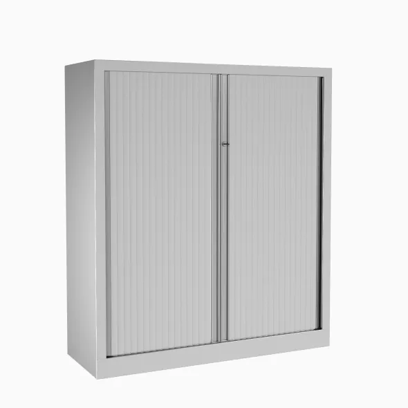 Armoire métallique Etic - h. 136 x l. 120 cm - 3 tablettes - unicolore - fermeture rideaux