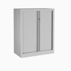Armoire métallique Etic - h. 100 x l. 80 cm - 2 tablettes - unicolore - fermeture rideaux