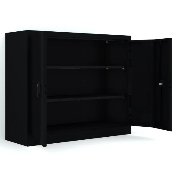 Armoire métallique Etic P - h. 100 x l. 120 x pr. 43 cm - 2 tablettes - portes pliantes
