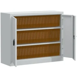 Armoire métallique Etic P - h. 100 x l. 120 x pr. 43 cm - 2 tablettes - portes pliantes