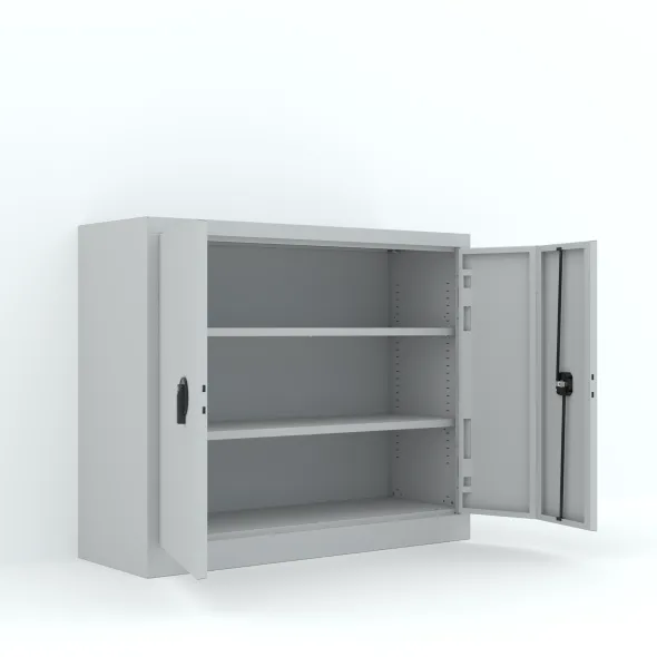 Armoire métallique Etic P - h. 100 x l. 120 x pr. 43 cm - 2 tablettes - portes pliantes