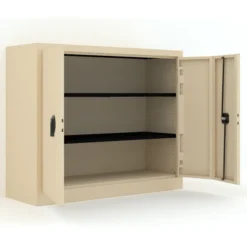 Armoire métallique Etic P - h. 100 x l. 120 x pr. 43 cm - 2 tablettes - portes pliantes