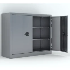 Armoire métallique Etic P - h. 100 x l. 120 x pr. 43 cm - 2 tablettes - portes pliantes