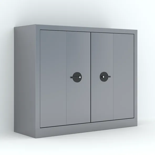 Armoire métallique Etic P - h. 100 x l. 120 x pr. 43 cm - 2 tablettes - portes pliantes