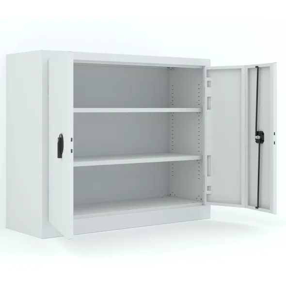 Armoire métallique Etic P - h. 100 x l. 120 x pr. 43 cm - 2 tablettes - portes pliantes
