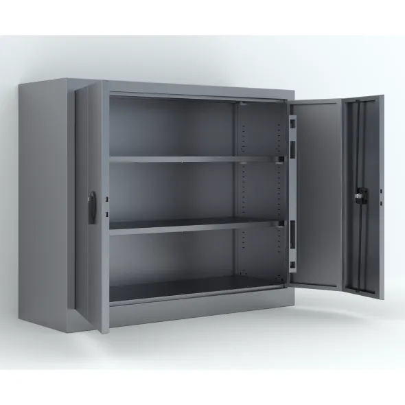 Armoire métallique Etic P - h. 100 x l. 120 x pr. 43 cm - 2 tablettes - portes pliantes