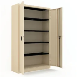 Armoire métallique Etic P - h. 198 x l. 120 x pr. 43 cm - 4 tablettes - portes pliantes