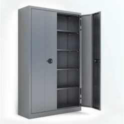 Armoire métallique Etic P - h. 198 x l. 120 x pr. 43 cm - 4 tablettes - portes pliantes
