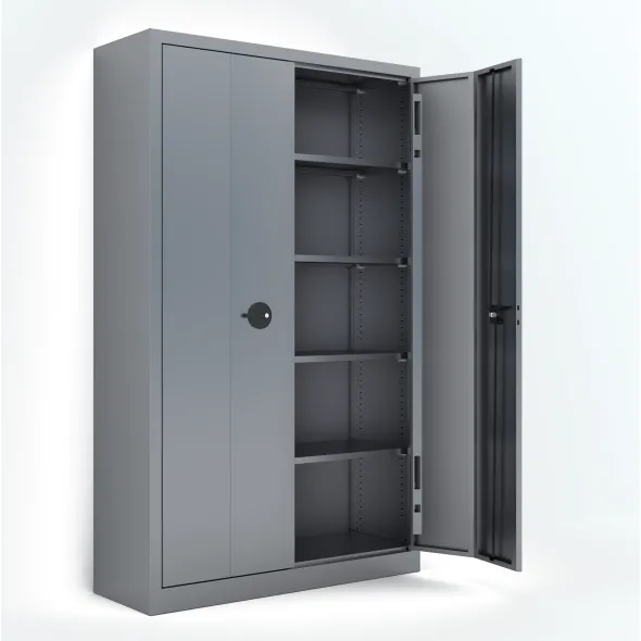 Armoire métallique Etic P - h. 198 x l. 120 x pr. 43 cm - 4 tablettes - portes pliantes