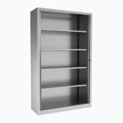 Armoire métallique Evidence - h. 198 x l. 120 cm - 4 tablettes - unicolore - fermeture rideaux