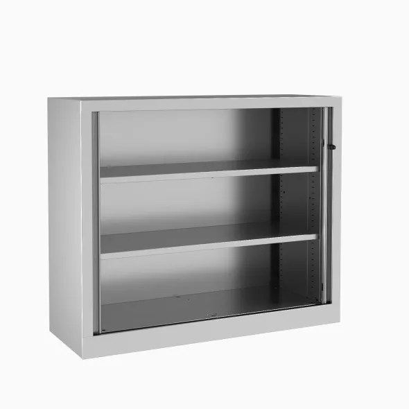 Armoire métallique Evidence - h. 100 x l. 120 cm - 2 tablettes - unicolore - fermeture rideaux