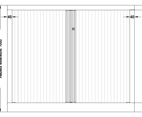 Armoire métallique Evidence - h. 100 x l. 120 cm - 2 tablettes - façade décor bois - fermeture rideaux