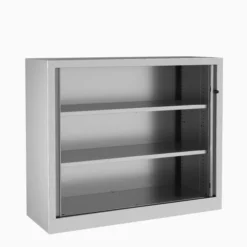 Armoire métallique Evidence - h. 100 x l. 120 cm - 2 tablettes - unicolore - fermeture rideaux - délai court