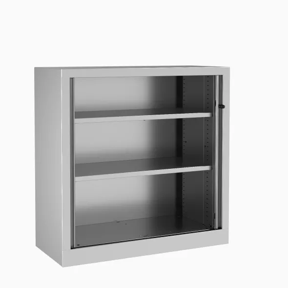Armoire métallique Evidence - h. 100 x l. 100 cm - 2 tablettes - unicolore - fermeture rideaux - délai court