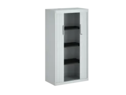 Armoire métallique FrameOne II - h. 150 x l. 80 cm - 3 tablettes - fermeture rideaux