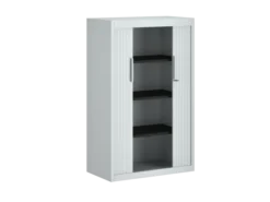 Armoire métallique FrameOne II - h. 130 x l. 80 cm - 3 tablettes - fermeture rideaux