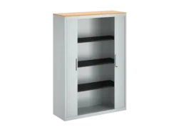 Armoire métallique FrameOne II - h. 170 x l. 120 cm - 3 tablettes - fermeture rideaux - avec coiffe
