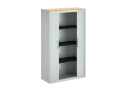 Armoire métallique FrameOne II - h. 170 x l. 100 cm - 3 tablettes - fermeture rideaux - avec coiffe