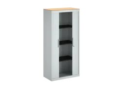 Armoire métallique FrameOne II - h. 170 x l. 80 cm - 3 tablettes - fermeture rideaux - avec coiffe