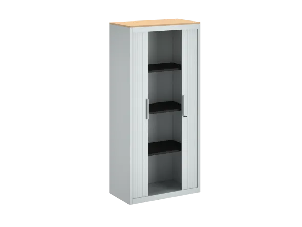 Armoire métallique FrameOne II - h. 170 x l. 80 cm - 3 tablettes - fermeture rideaux - avec coiffe
