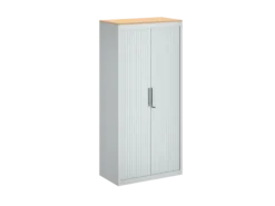 Armoire métallique FrameOne II - h. 170 x l. 80 cm - 3 tablettes - fermeture rideaux - avec coiffe